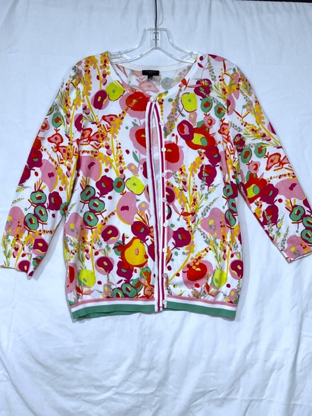 Talbots Cardigan Sweater – Abstract Floral Pattern – Size Petite M